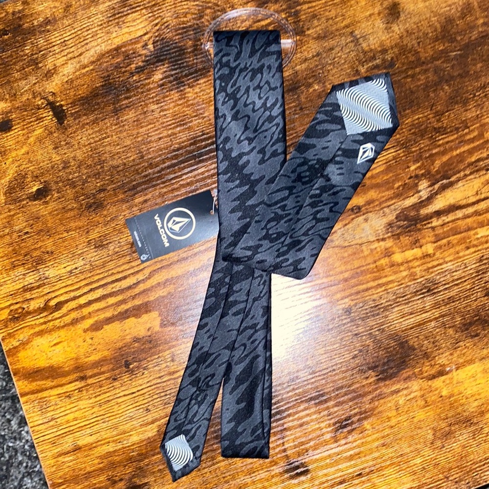 Volcom Black and Charcoal Patterned Tie